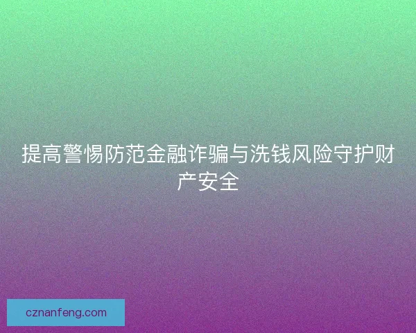 提高警惕防范金融诈骗与洗钱风险守护财产安全